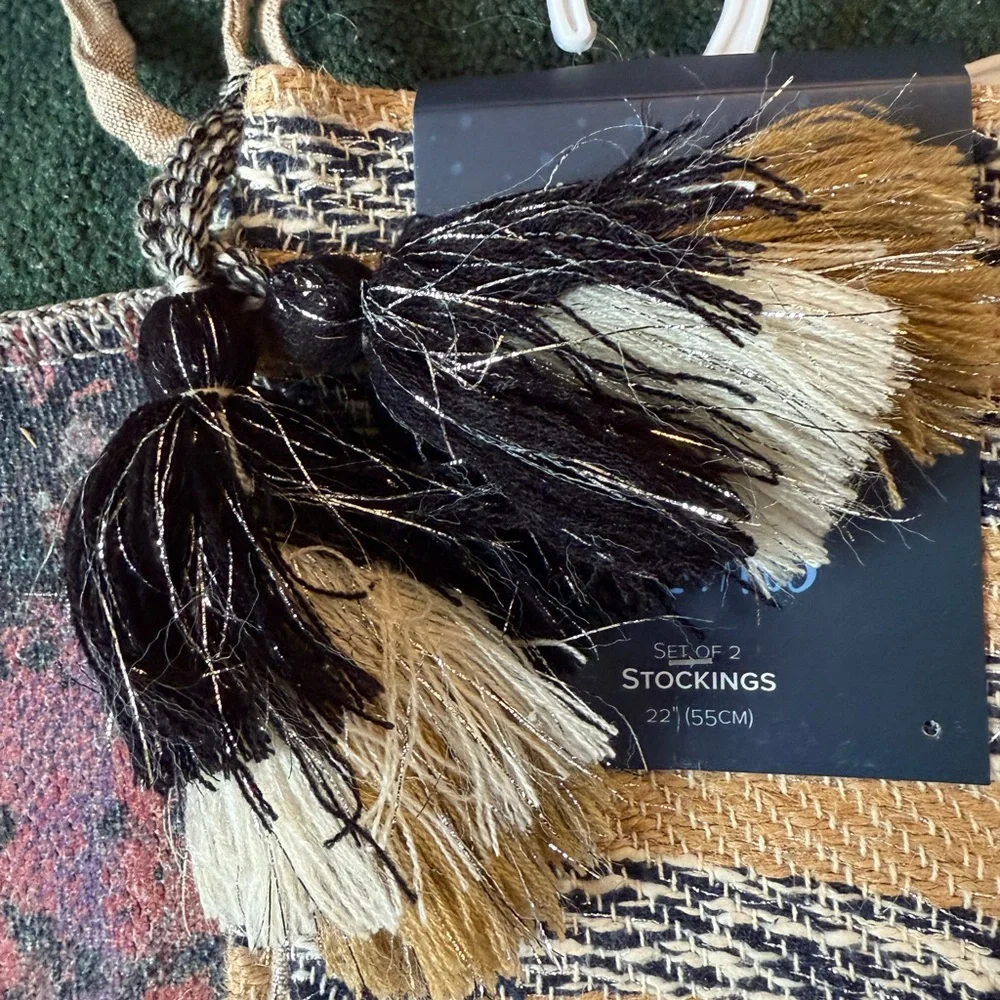 Artisan Ny Black and Tan Striped Stocking‎ 2 Pack